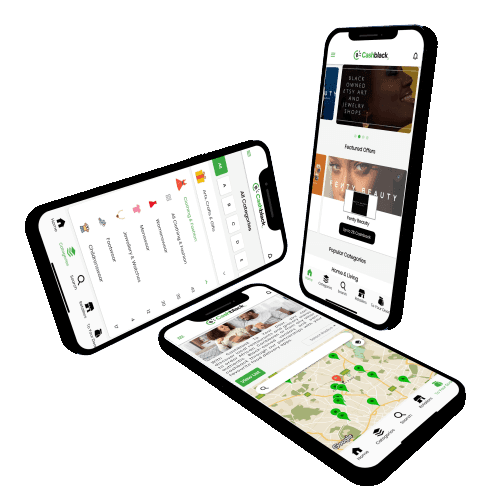 The CashBlack app on two phones