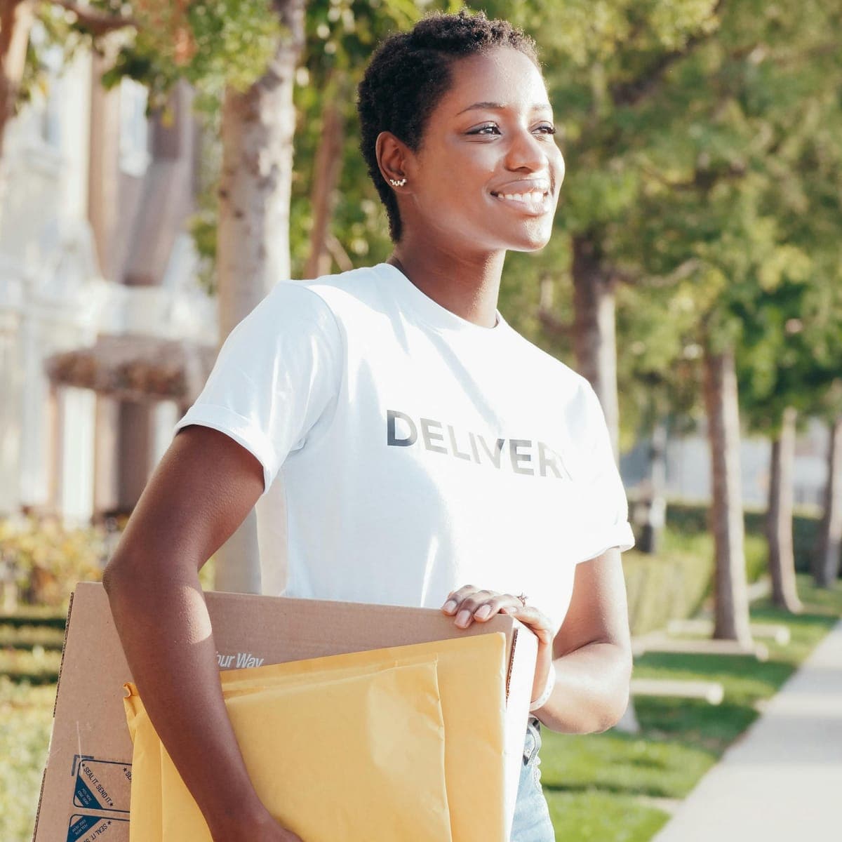A courier delivering an order
